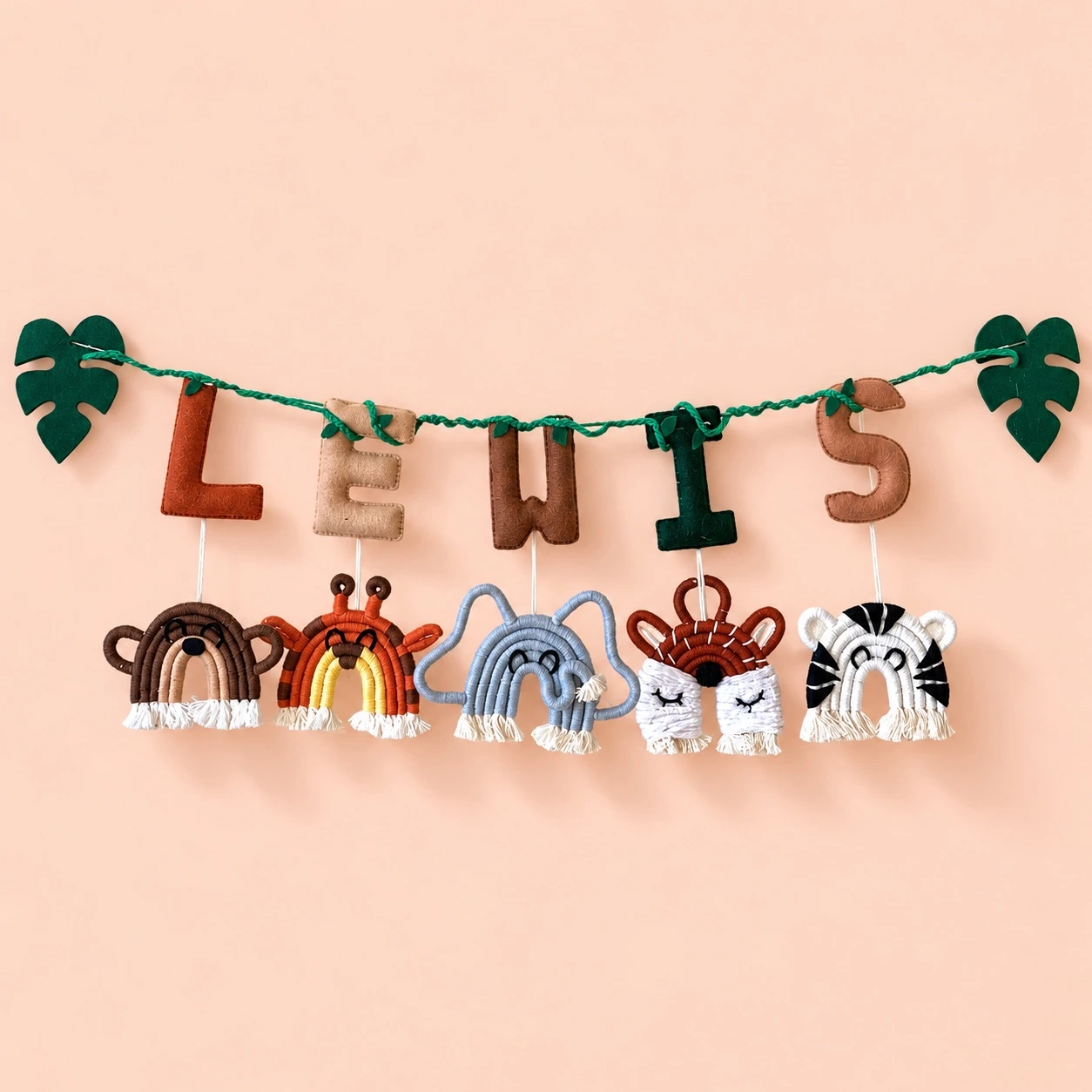 Earthy Safari Rainbow Name Hanging
