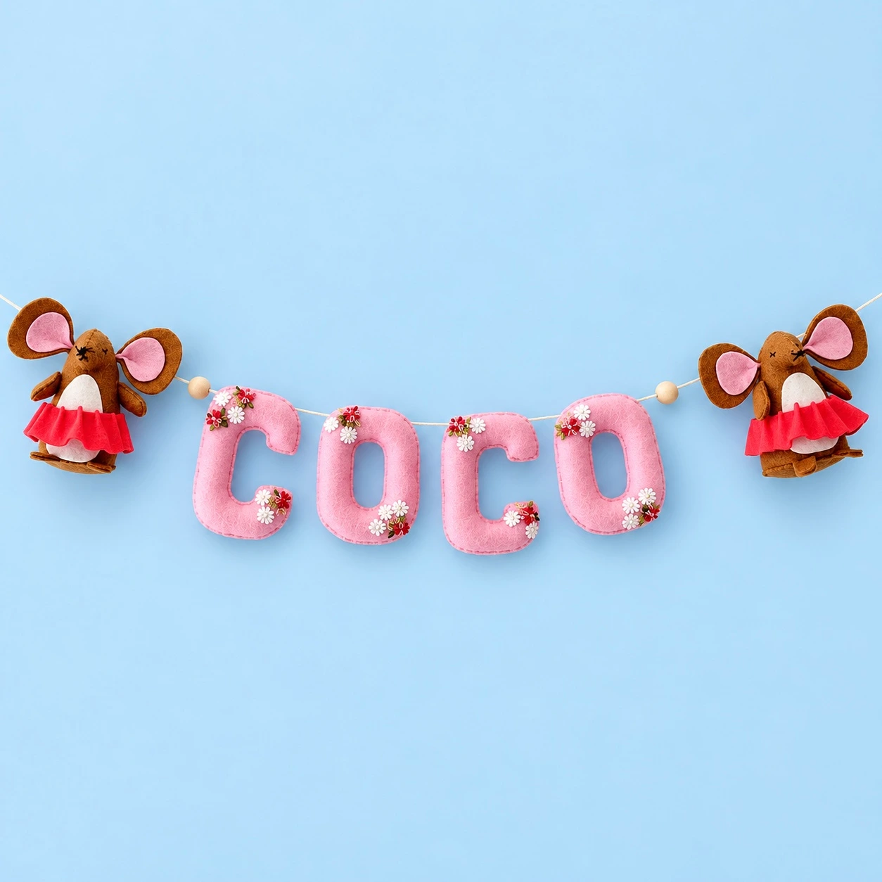 Floral Mouse Name Hanging