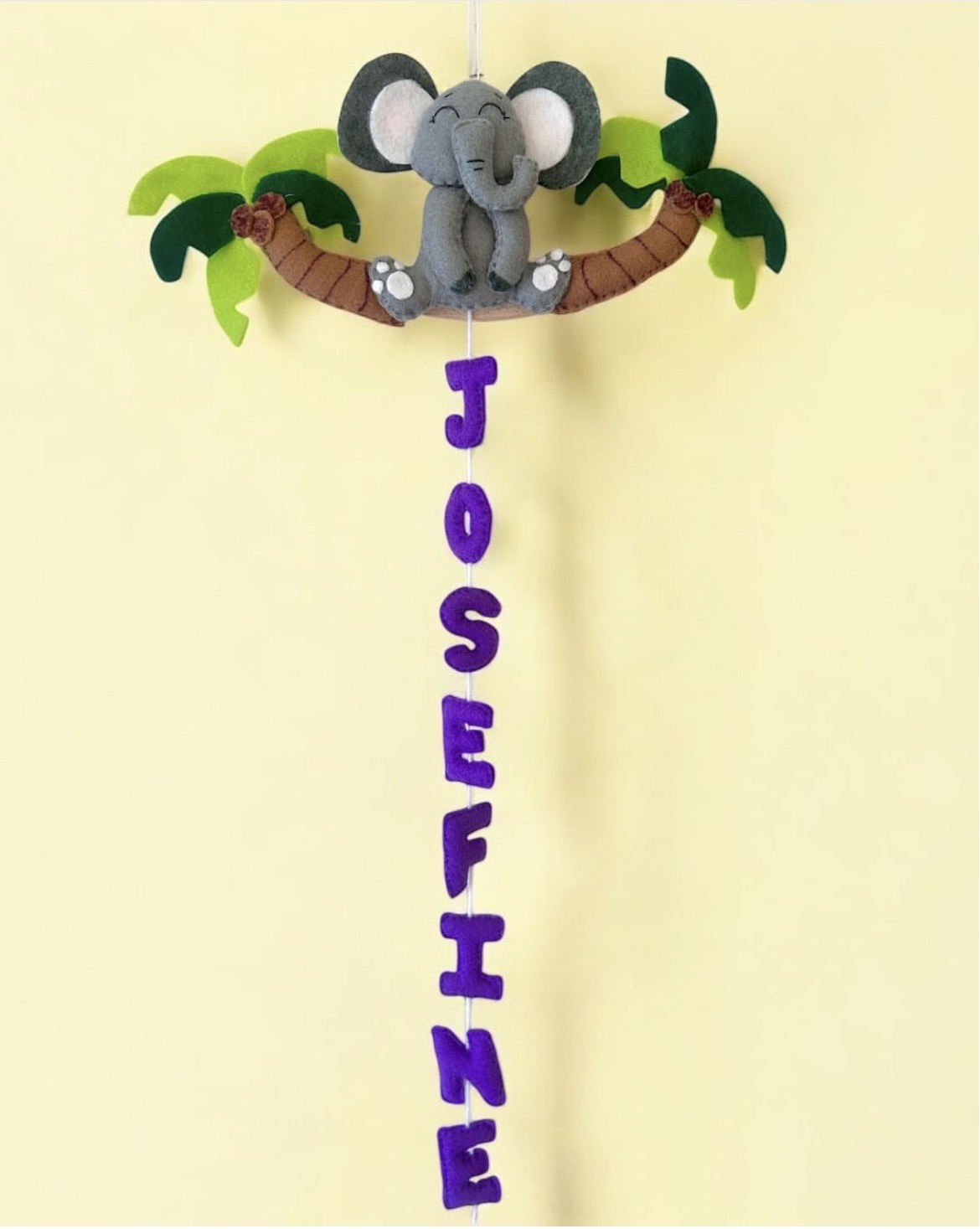 Elephant & Palm Name Hanging — Josefine