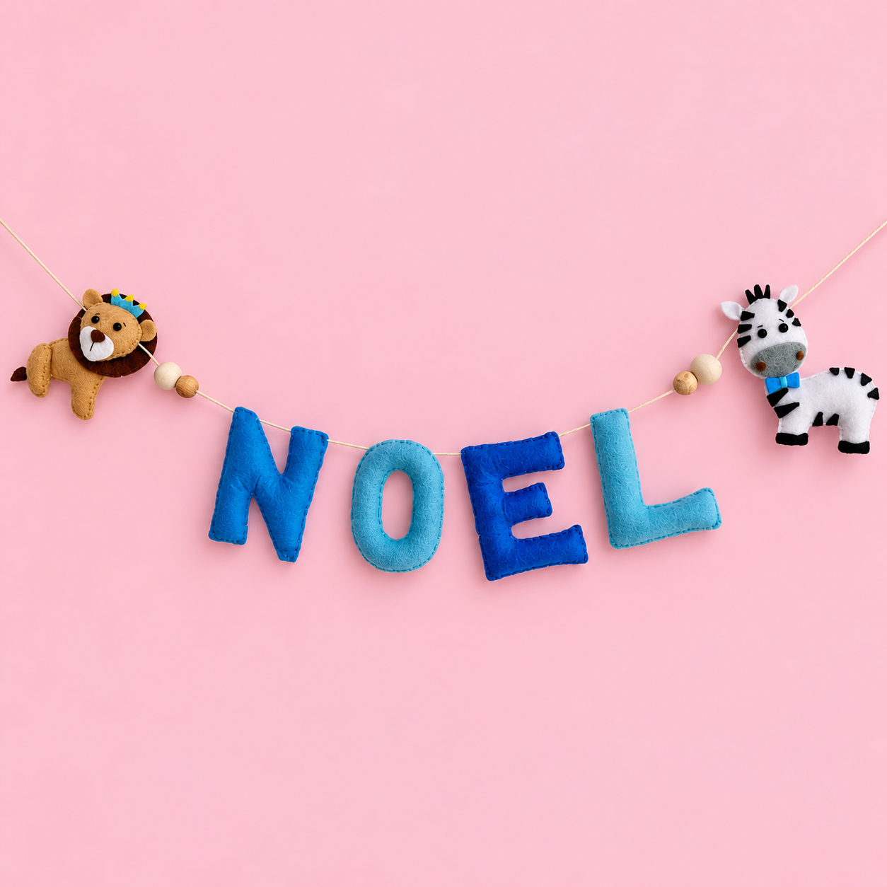Lion & Zebra Name Hanging — Noel