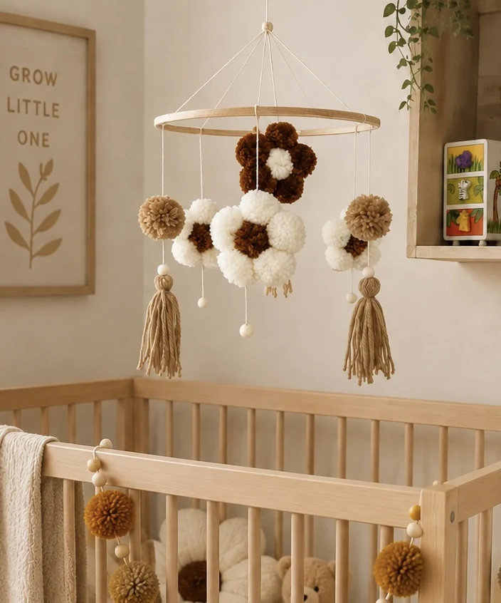 Pom-Pom Flower Baby Mobile