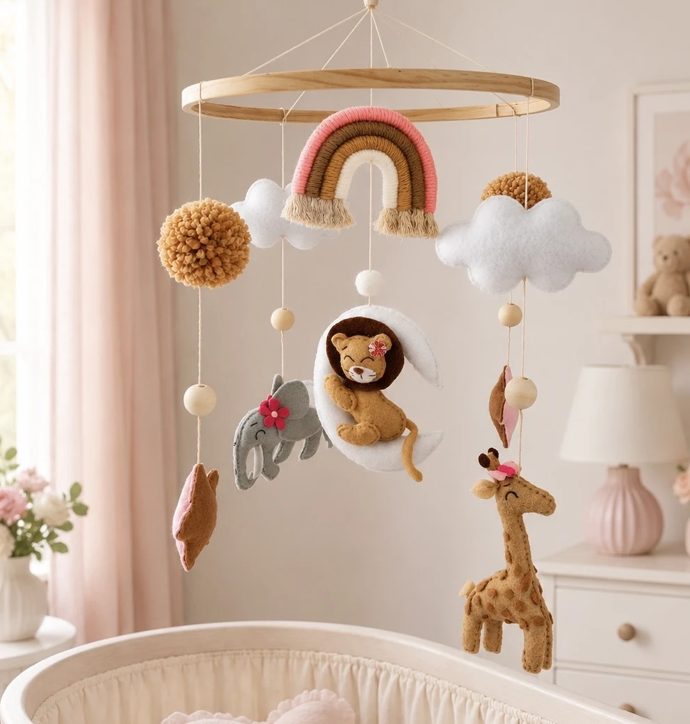 Girly Safari Baby Mobile