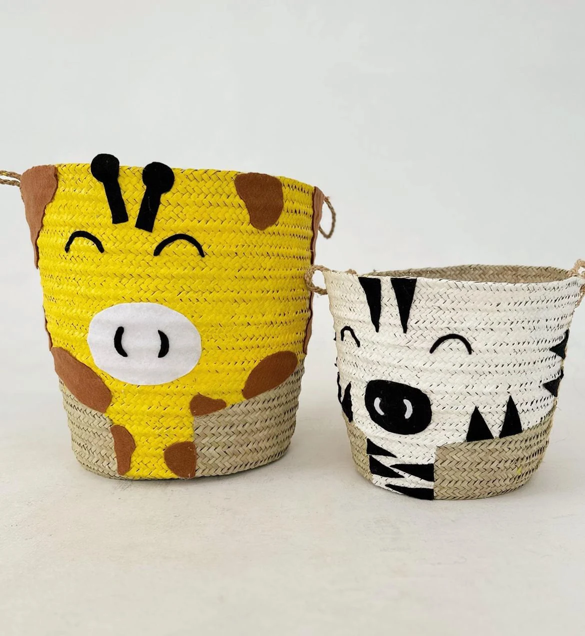 zebra painted basket